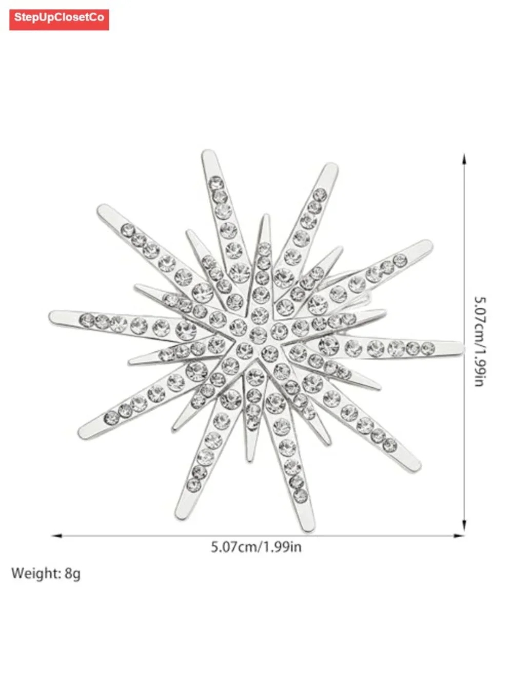 Crystal Rhinestone Starburst Brooch Lapel Pin Wedding Party Jewelry